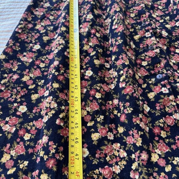 Vintage Charter Club Corduroy Floral Midi Dress Prairie Cottagecore - Picture 9 of 10